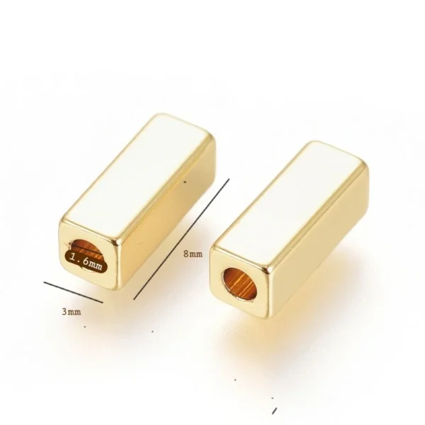18k gold plated brass cuboid rectangle spacer beads | manik emas persegi panjang