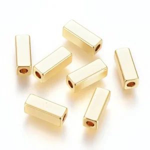 18k gold plated brass cuboid rectangle spacer beads | manik emas persegi panjang