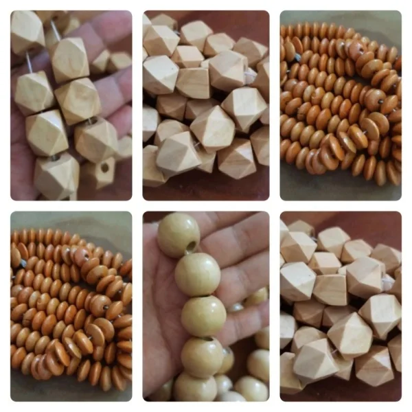 (CLEARANCE) Wooden beads mix shape big beads | Manik kayu macam bentuk
