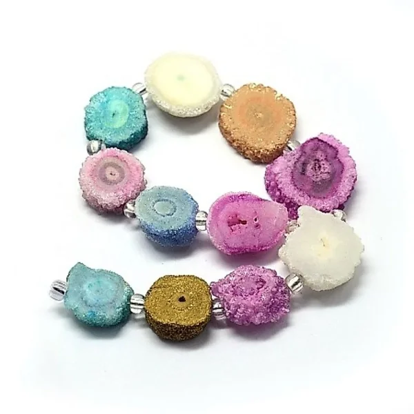 Natural druzy solar quartz beads (deskripsi dibaca ya)