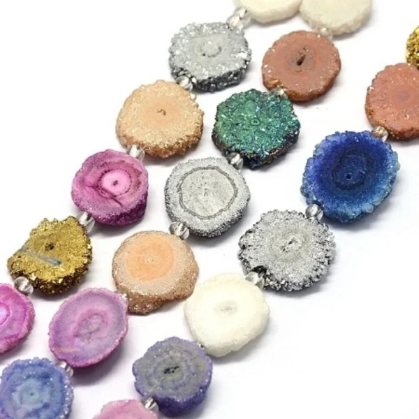 Natural druzy solar quartz beads (deskripsi dibaca ya)