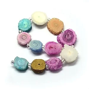 Natural druzy solar quartz beads (deskripsi dibaca ya)