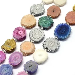 Natural druzy solar quartz beads (deskripsi dibaca ya)