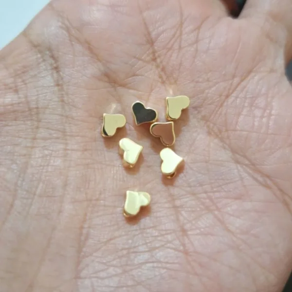 14k gold plated brass heart beads | menik tembaga bentuk hati lapis emas