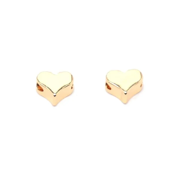 14k gold plated brass heart beads | menik tembaga bentuk hati lapis emas