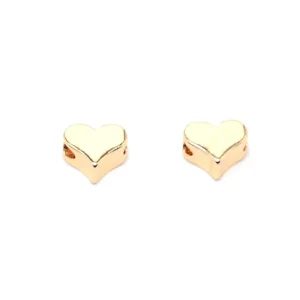 14k gold plated brass heart beads | menik tembaga bentuk hati lapis emas