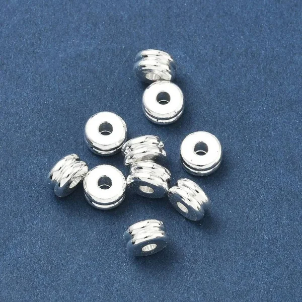 Brass sterling silver plated flat round beads | manik lapis silver