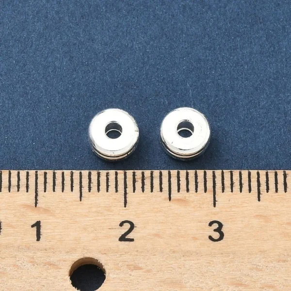 Brass sterling silver plated flat round beads | manik lapis silver