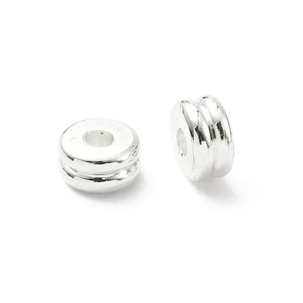 Brass sterling silver plated flat round beads | manik lapis silver