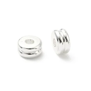 Brass sterling silver plated flat round beads | manik lapis silver