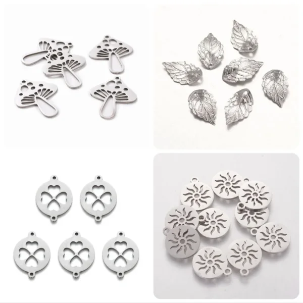 304 stainless steel mix leaf charm connector (1pc)