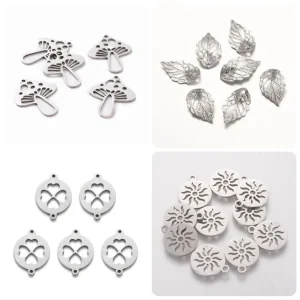 304 stainless steel mix leaf charm connector (1pc)