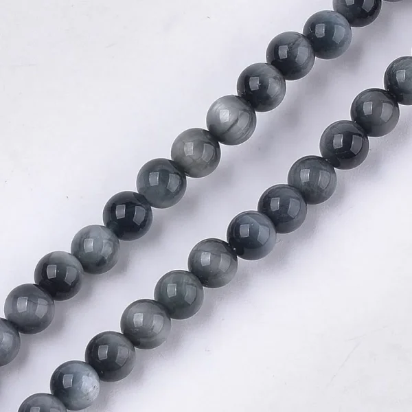 Natural hawkeye round shape beads (1/2 string)
