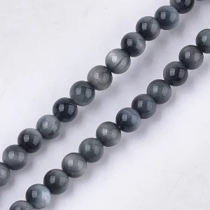Natural hawkeye round shape beads (1/2 string)
