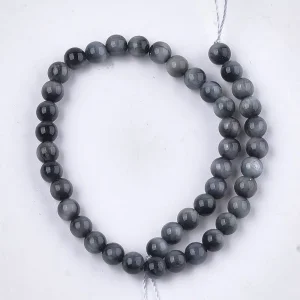 Natural hawkeye round shape beads (1/2 string)