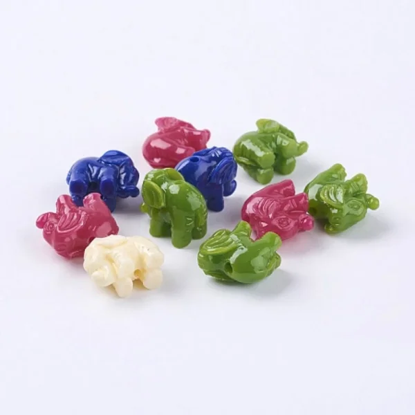Resin elephant mix color beads | manik gajah campur warna