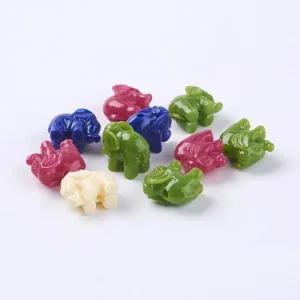 Resin elephant mix color beads | manik gajah campur warna