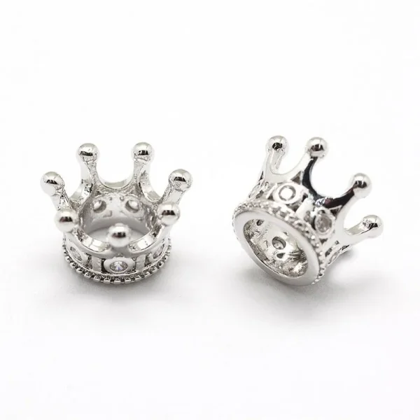 Crown Brass Micro Pave Clear CZ Beads, Real 18K Gold Plated| manik zirkon mahkota