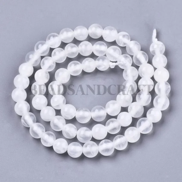 Natural selenite round beads 6mm