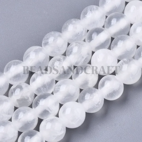 Natural selenite round beads 6mm