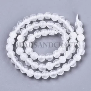 Natural selenite round beads 6mm