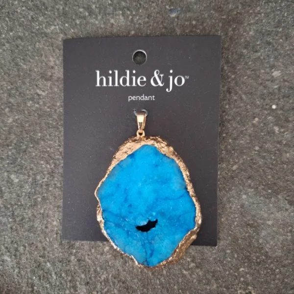 Natural blue solar quartz druzy big pendant | liontin druzy besar