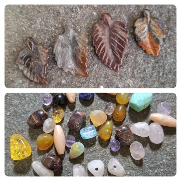 Natural mix gemstone carved spacer beads