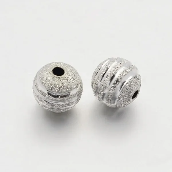 Round texture Stardust brass silver beads | manik silver motif