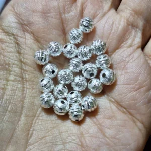 Round texture Stardust brass silver beads | manik silver motif