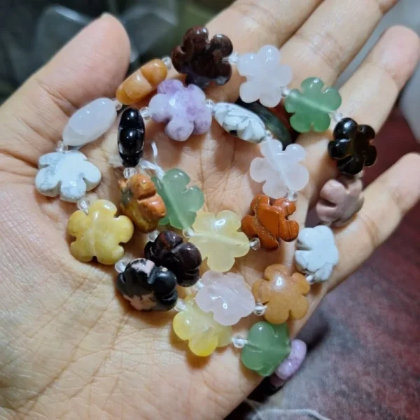 Natural mix gemstone flower beads