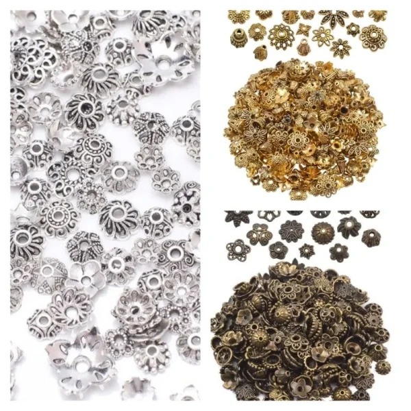 Metal alloy mixed shape bead cap spacer | manik pembatas topi manik