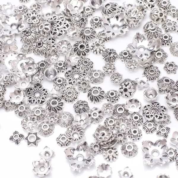 Metal alloy mixed shape bead cap spacer | manik pembatas topi manik