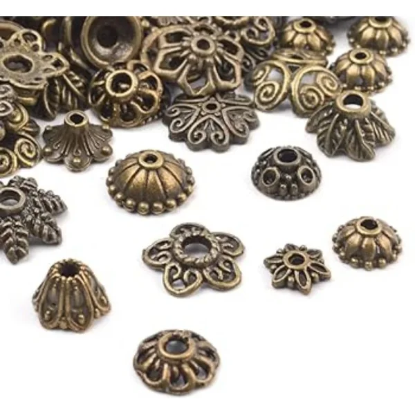 Metal alloy mixed shape bead cap spacer | manik pembatas topi manik