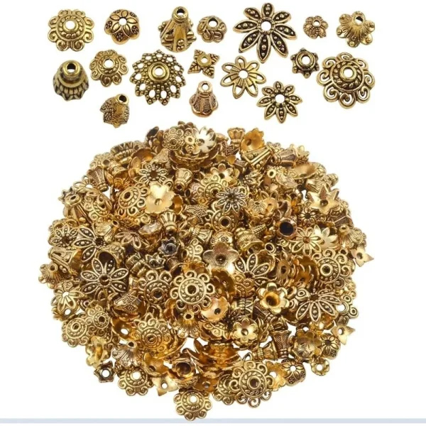 Metal alloy mixed shape bead cap spacer | manik pembatas topi manik