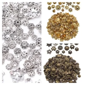 Metal alloy mixed shape bead cap spacer | manik pembatas topi manik