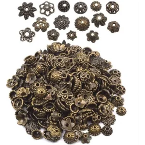 Metal alloy mixed shape bead cap spacer | manik pembatas topi manik