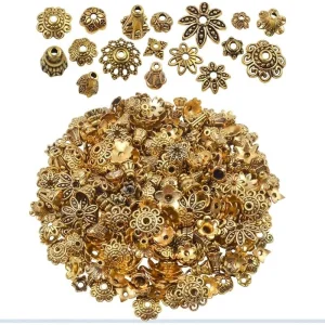 Metal alloy mixed shape bead cap spacer | manik pembatas topi manik