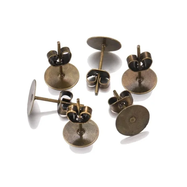 Metal alloy brass bronze color stud earrings | giwang wanita
