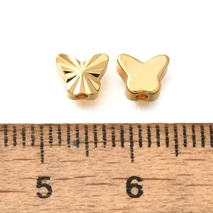 18k gold plated brass butterfly spacer beads