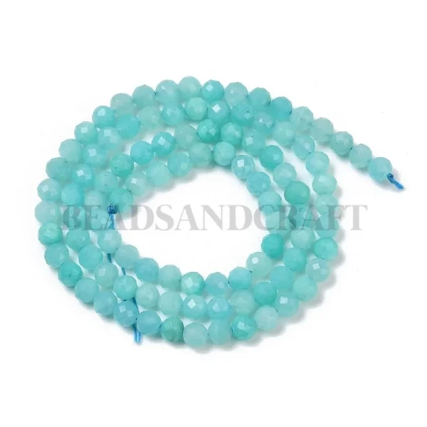 Natural amazonite round faceted beads 4mm | manik batu alam amazonite biru