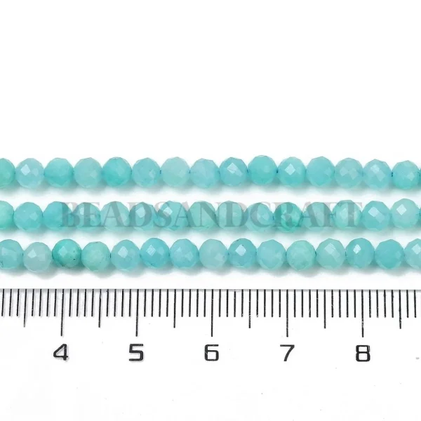 Natural amazonite round faceted beads 4mm | manik batu alam amazonite biru