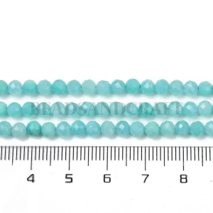 Natural amazonite round faceted beads 4mm | manik batu alam amazonite biru