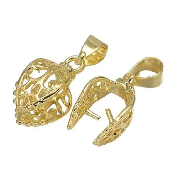Metal alloy brass pinch clip bail | jepit liontin model daun ukuran besar