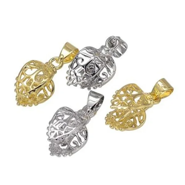 Metal alloy brass pinch clip bail | jepit liontin model daun ukuran besar