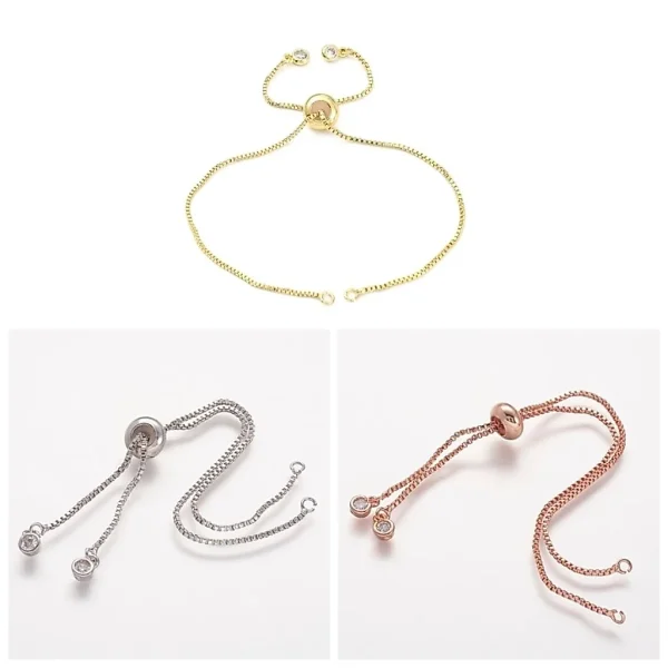 Rack plating brass copper chain bracelet making with rhinestone | gelang rantai copper dgn mata crystal
