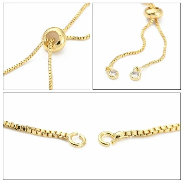 Rack plating brass copper chain bracelet making with rhinestone | gelang rantai copper dgn mata crystal
