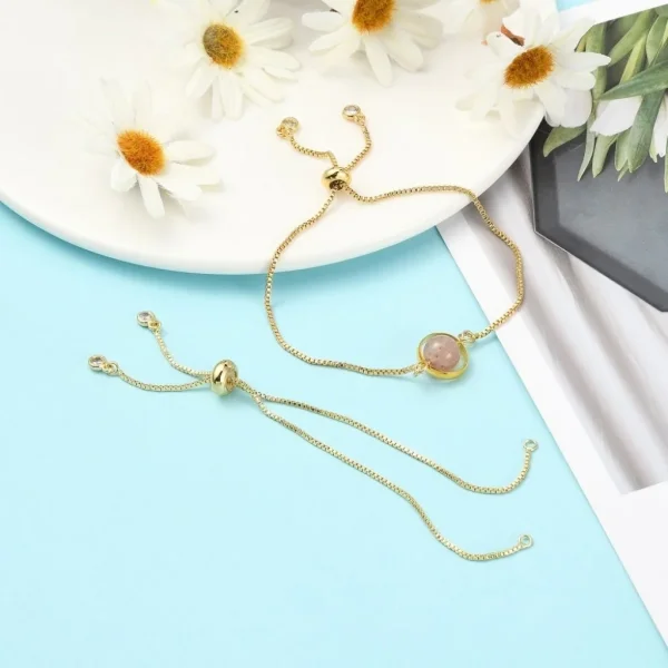 Rack plating brass copper chain bracelet making with rhinestone | gelang rantai copper dgn mata crystal