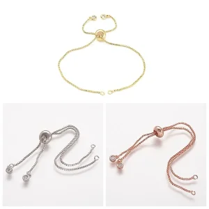 Rack plating brass copper chain bracelet making with rhinestone | gelang rantai copper dgn mata crystal