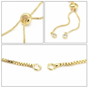 Rack plating brass copper chain bracelet making with rhinestone | gelang rantai copper dgn mata crystal