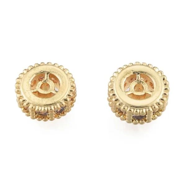 Column Brass Micro Pave Clear CZ Beads, Real 14K Gold Plated | manik tabung zircon